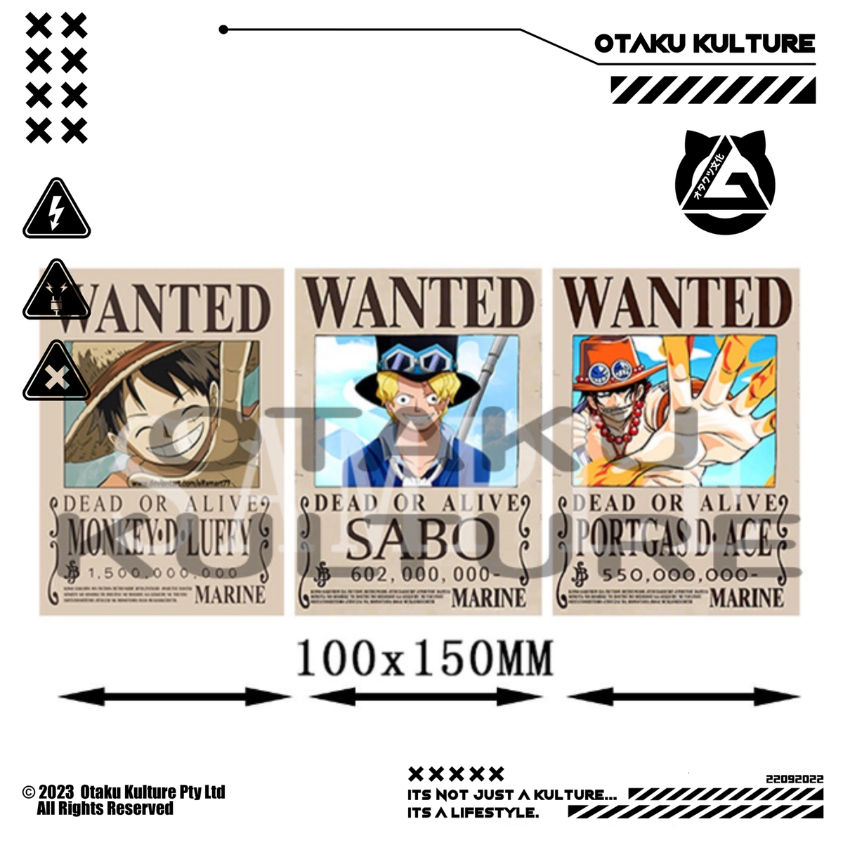 WANTED LUFFY/SABO/ACE 3D MOTION STICKER