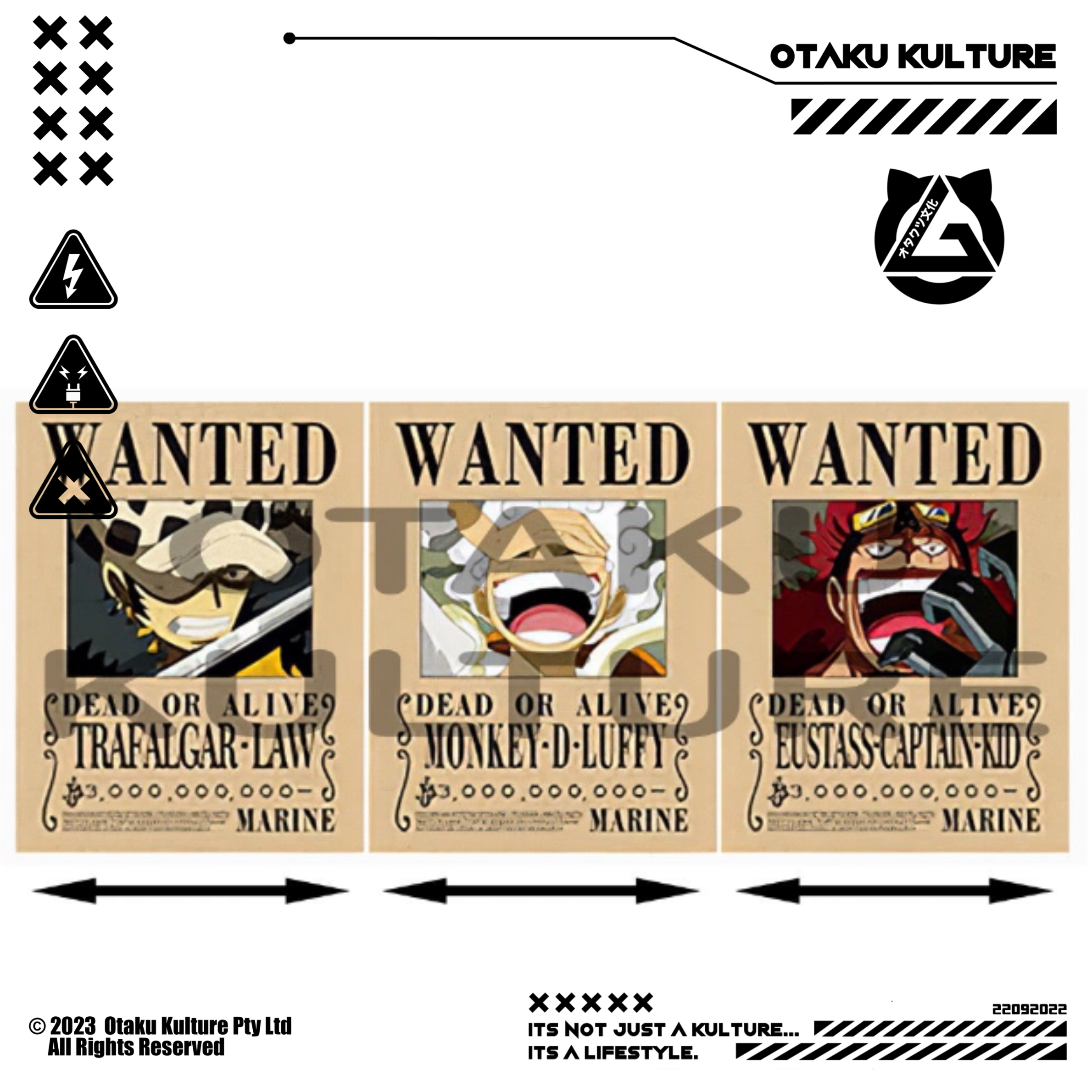 WANTED TRAFALGAR/LUFFY/KID 3D MOTION POSTER