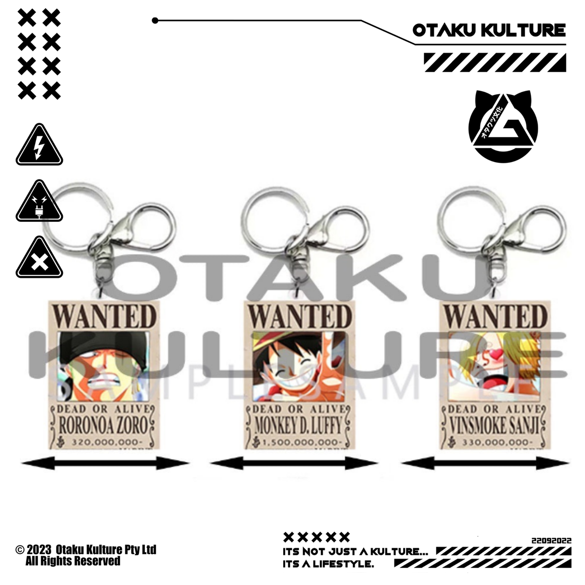 WANTED ZORO/LUFFY/SANJI 3D MOTION KEYCHAIN
