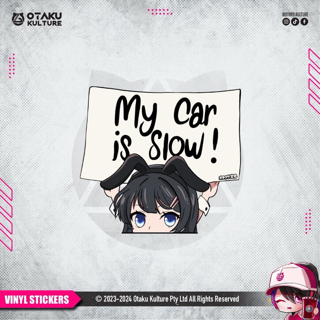 MAI MY CAR IS SLOW VINYL STICKER