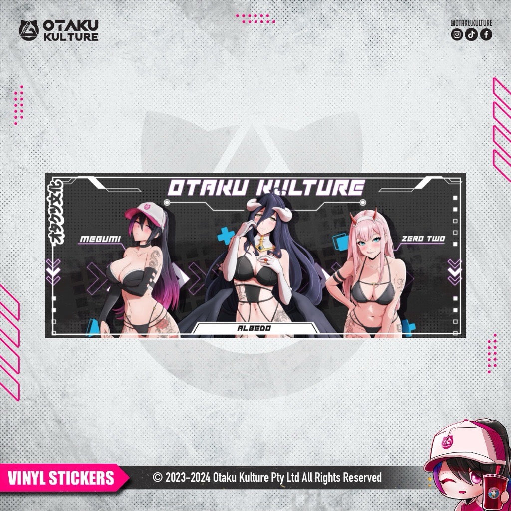 MEGUMI X ALBEDO X ZERO TWO SLAP VINYL STICKER