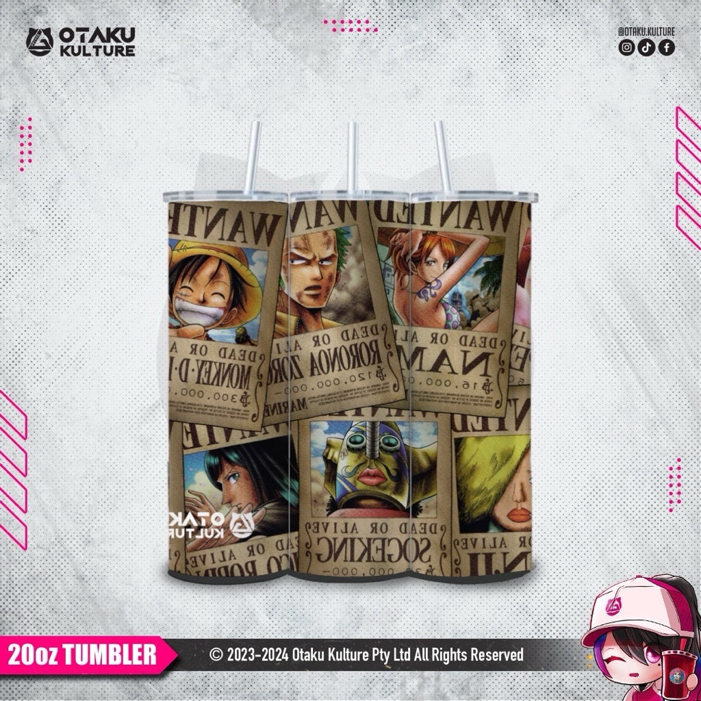 WANTED POSTERS ONE PIECE TUMBLERS