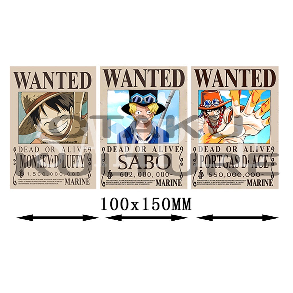 WANTED LUFFY/SABO/ACE 3D MOTION STICKER
