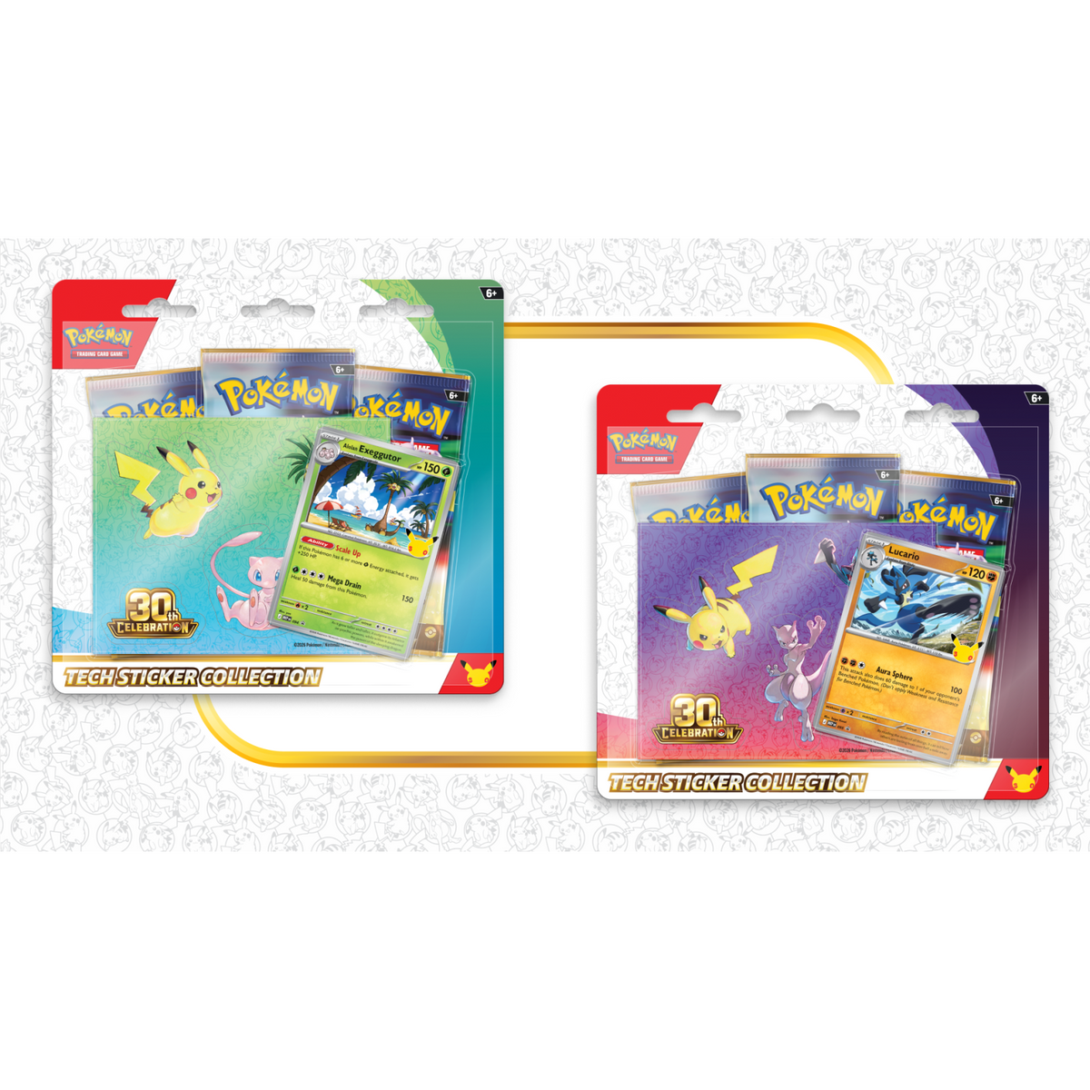 Pokémon TCG: 30th Celebration Tech Sticker Collection, Alolan Exeggutor and Lucario versions